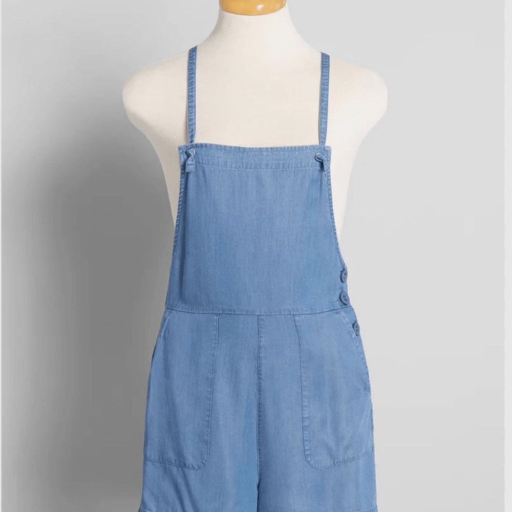 Modcloth chambray shortalls, size 14, NWT